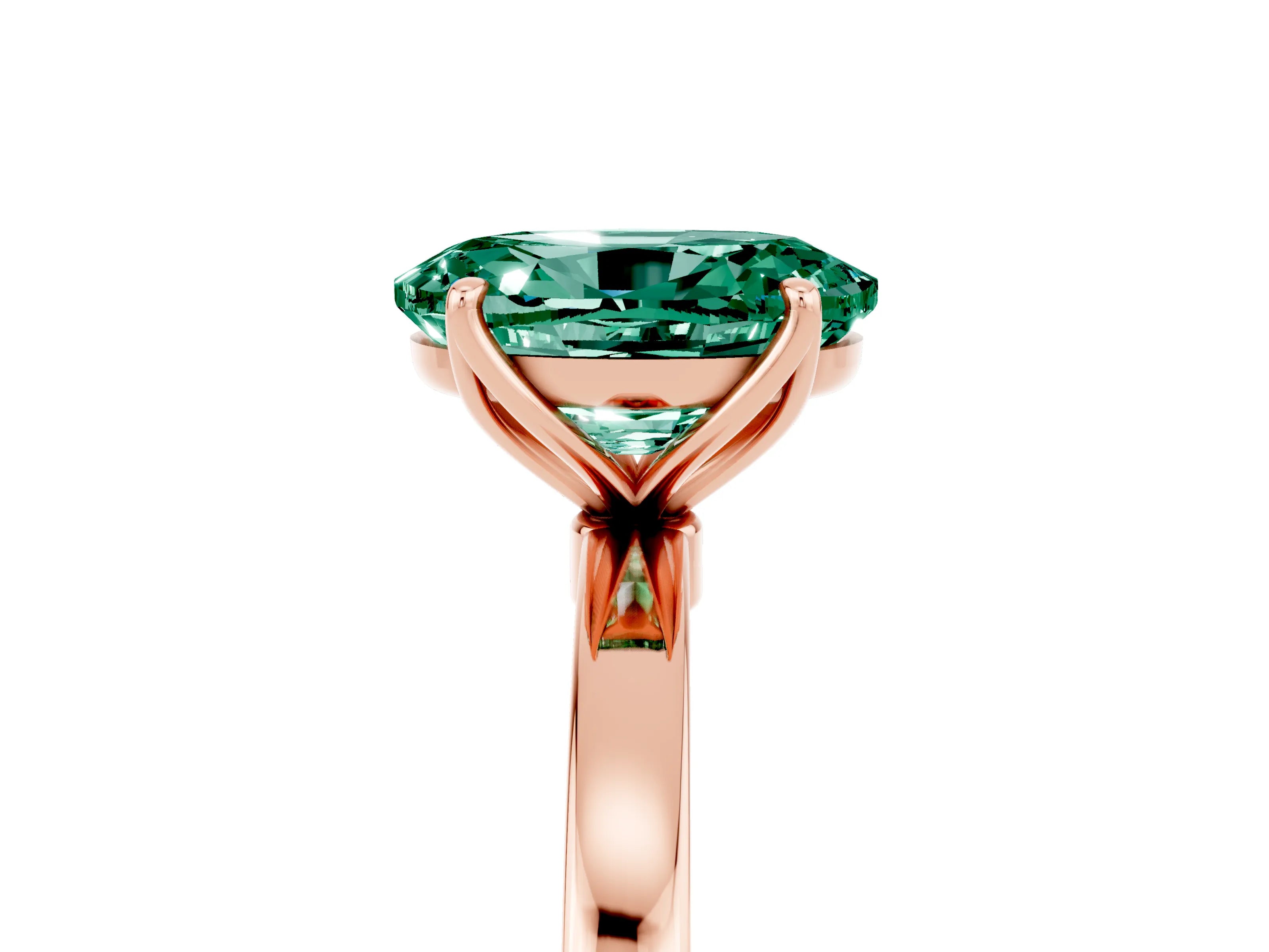 Rose gold Oval Cut Solitaire Diamond Ring with Thin Band and Four-Prong Setting_5