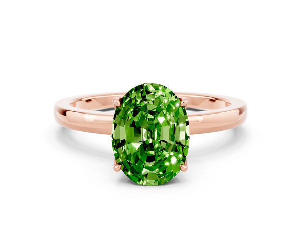 Rose gold Oval Cut Solitaire Diamond Ring with Thin Band and Four-Prong Setting