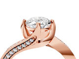 Rose gold Oval Cut Solitaire Diamond Twist Band with Pavé Setting and Four-Prong Setting_7