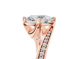 Rose gold Oval Cut Solitaire Diamond Twist Band with Pavé Setting and Four-Prong Setting_8