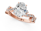 Rose gold Oval Cut Solitaire Diamond Twisted Band with Pave Setting_78
