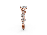Rose gold Oval Cut Solitaire Diamond Twisted Band with Pave Setting_79