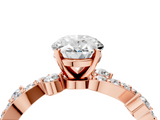 Rose gold Oval Cut Solitaire Diamond Twisted Band with Pave Setting_81