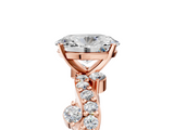 Rose gold Oval Cut Solitaire Diamond Twisted Band with Pave Setting_82