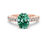 Rose gold Oval Cut Solitaire Diamond with Pavé Band and Four-Prong Setting