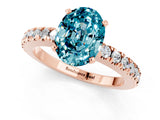 Rose gold Oval Cut Solitaire Diamond with Pavé Band and Four-Prong Setting_1