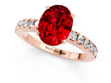Rose gold Oval Cut Solitaire Diamond with Pavé Band and Four-Prong Setting_1