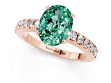 Rose gold Oval Cut Solitaire Diamond with Pavé Band and Four-Prong Setting_1