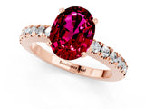 Rose gold Oval Cut Solitaire Diamond with Pavé Band and Four-Prong Setting_1