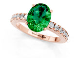 Rose gold Oval Cut Solitaire Diamond with Pavé Band and Four-Prong Setting_1