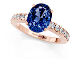 Rose gold Oval Cut Solitaire Diamond with Pavé Band and Four-Prong Setting_1