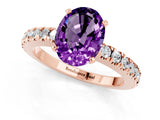 Rose gold Oval Cut Solitaire Diamond with Pavé Band and Four-Prong Setting_1