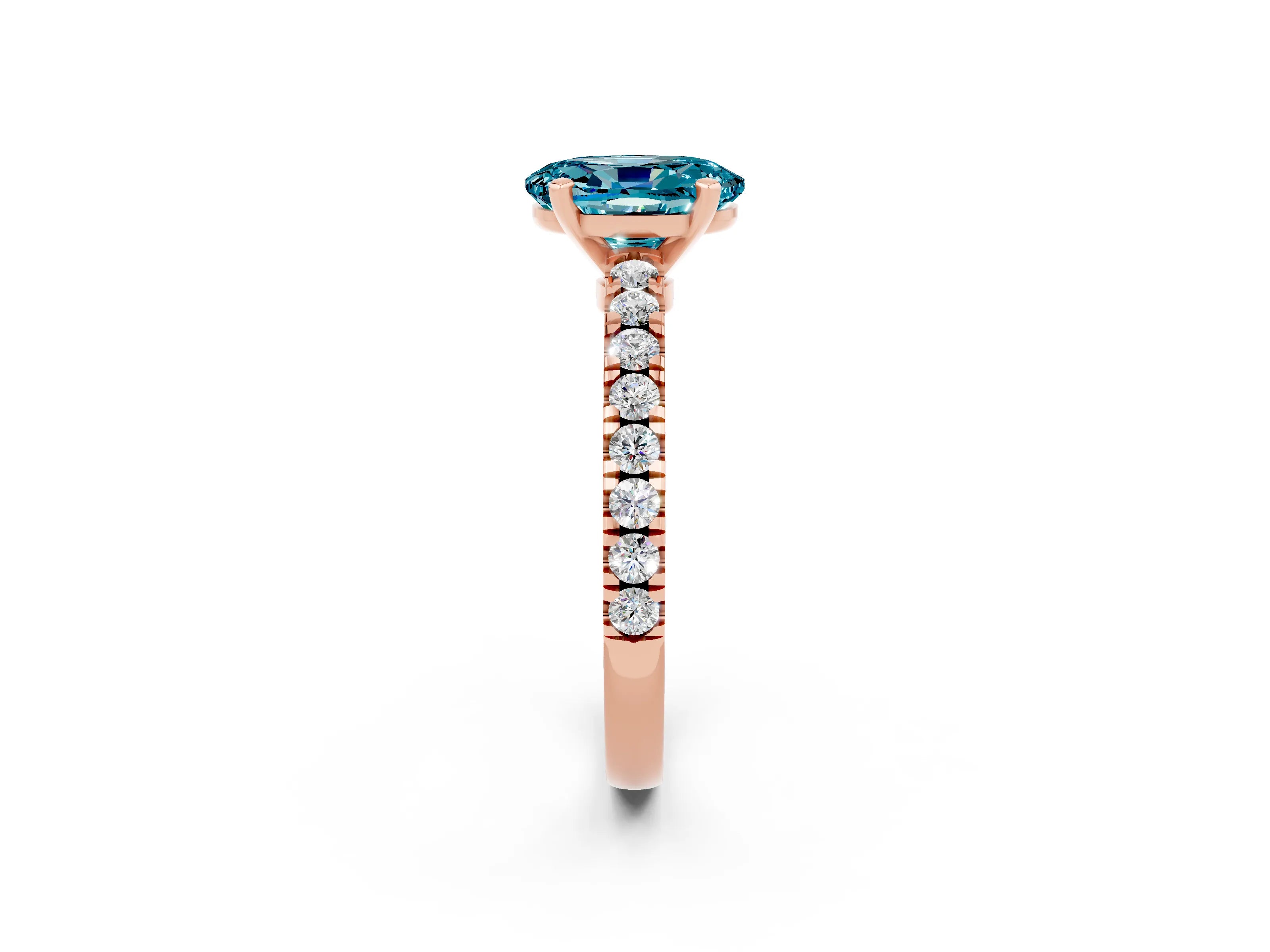 Rose gold Oval Cut Solitaire Diamond with Pavé Band and Four-Prong Setting_2