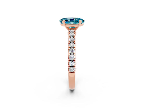 Rose gold Oval Cut Solitaire Diamond with Pavé Band and Four-Prong Setting