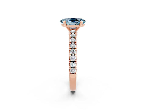 Rose gold Oval Cut Solitaire Diamond with Pavé Band and Four-Prong Setting_2