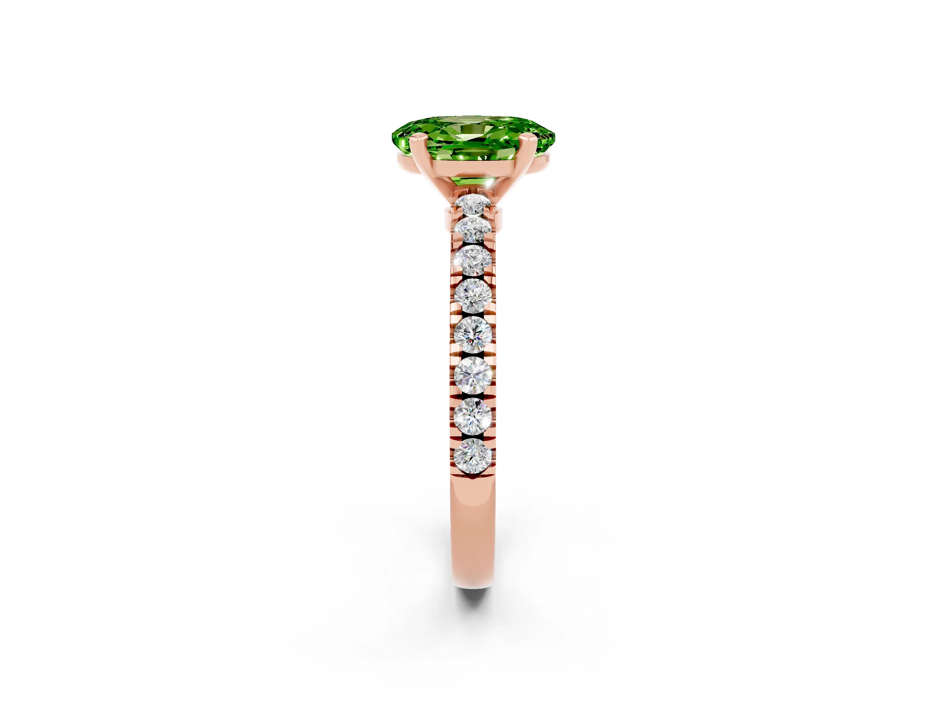 Rose gold Oval Cut Solitaire Diamond with Pavé Band and Four-Prong Setting_2