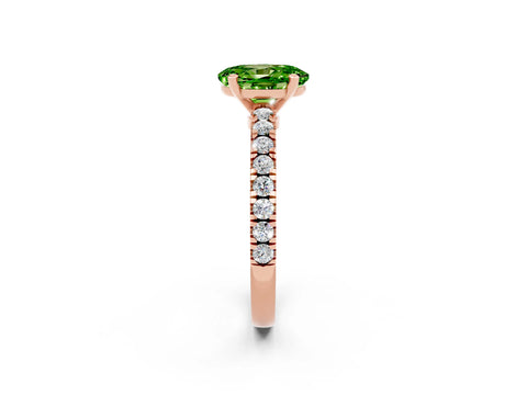 Rose gold Oval Cut Solitaire Diamond with Pavé Band and Four-Prong Setting_2