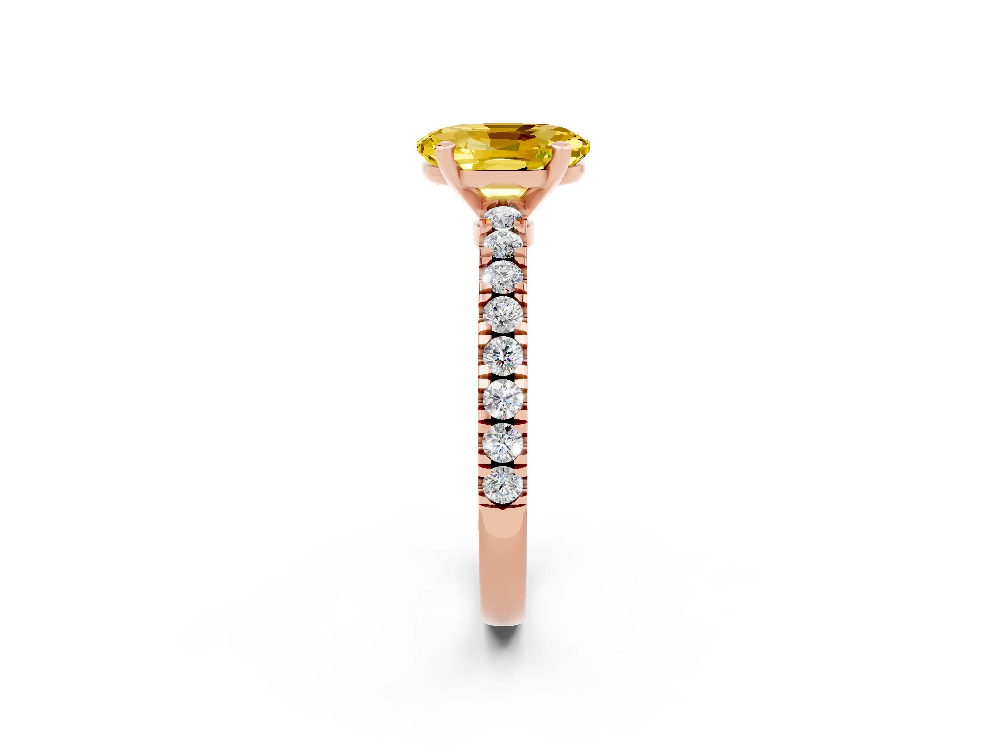 Rose gold Oval Cut Solitaire Diamond with Pavé Band and Four-Prong Setting_2
