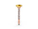 Rose gold Oval Cut Solitaire Diamond with Pavé Band and Four-Prong Setting_2