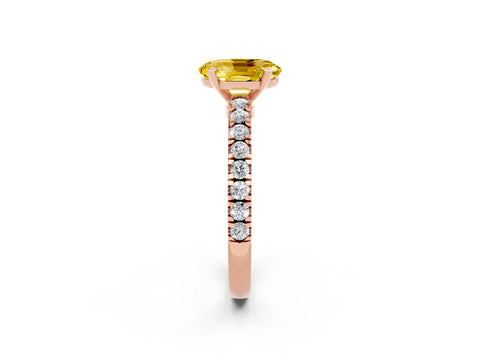 Rose gold Oval Cut Solitaire Diamond with Pavé Band and Four-Prong Setting_2