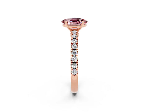 Rose gold Oval Cut Solitaire Diamond with Pavé Band and Four-Prong Setting_2