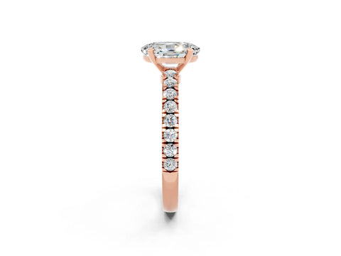 Rose gold Oval Cut Solitaire Diamond with Pavé Band and Four-Prong Setting_2