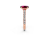 Rose gold Oval Cut Solitaire Diamond with Pavé Band and Four-Prong Setting_2