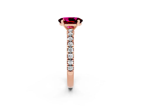 Rose gold Oval Cut Solitaire Diamond with Pavé Band and Four-Prong Setting_2