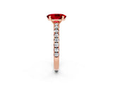 Rose gold Oval Cut Solitaire Diamond with Pavé Band and Four-Prong Setting_2