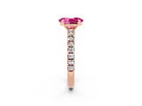 Rose gold Oval Cut Solitaire Diamond with Pavé Band and Four-Prong Setting_2