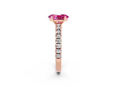 Rose gold Oval Cut Solitaire Diamond with Pavé Band and Four-Prong Setting_2