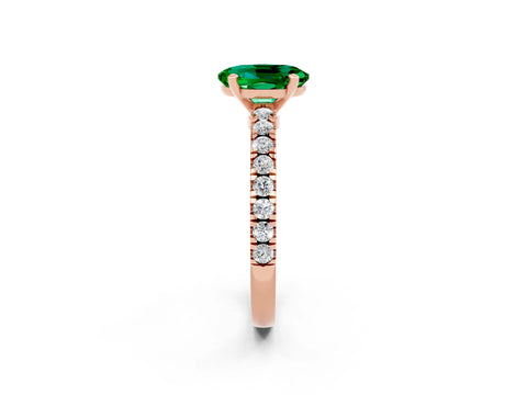 Rose gold Oval Cut Solitaire Diamond with Pavé Band and Four-Prong Setting_2