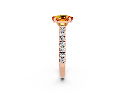 Rose gold Oval Cut Solitaire Diamond with Pavé Band and Four-Prong Setting_2