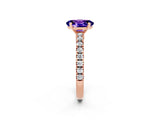 Rose gold Oval Cut Solitaire Diamond with Pavé Band and Four-Prong Setting_2