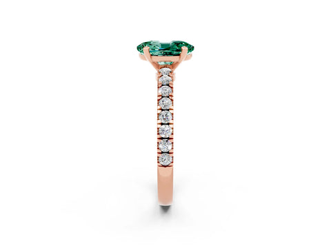 Rose gold Oval Cut Solitaire Diamond with Pavé Band and Four-Prong Setting_2