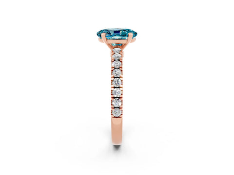 Rose gold Oval Cut Solitaire Diamond with Pavé Band and Four-Prong Setting_2