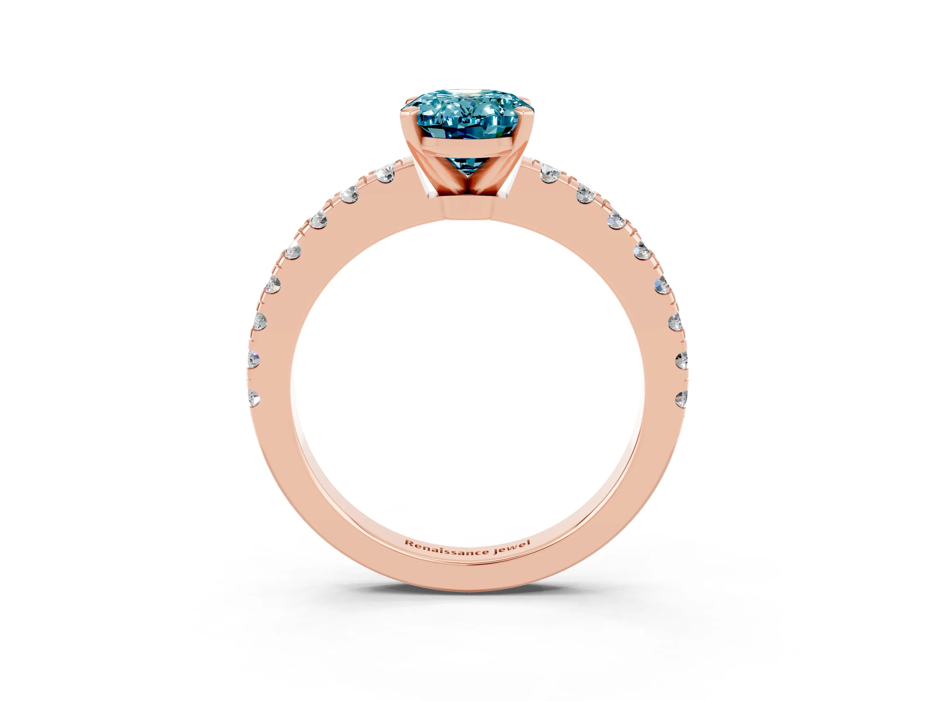 Rose gold Oval Cut Solitaire Diamond with Pavé Band and Four-Prong Setting_3