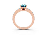 Rose gold Oval Cut Solitaire Diamond with Pavé Band and Four-Prong Setting_3