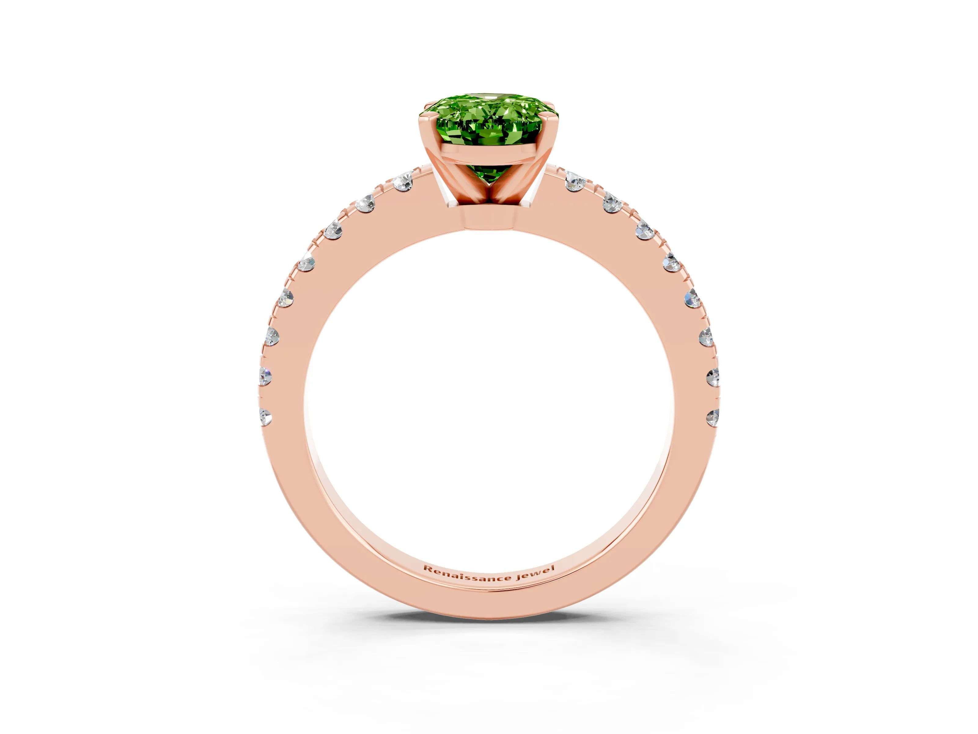 Rose gold Oval Cut Solitaire Diamond with Pavé Band and Four-Prong Setting_3