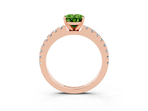 Rose gold Oval Cut Solitaire Diamond with Pavé Band and Four-Prong Setting_3