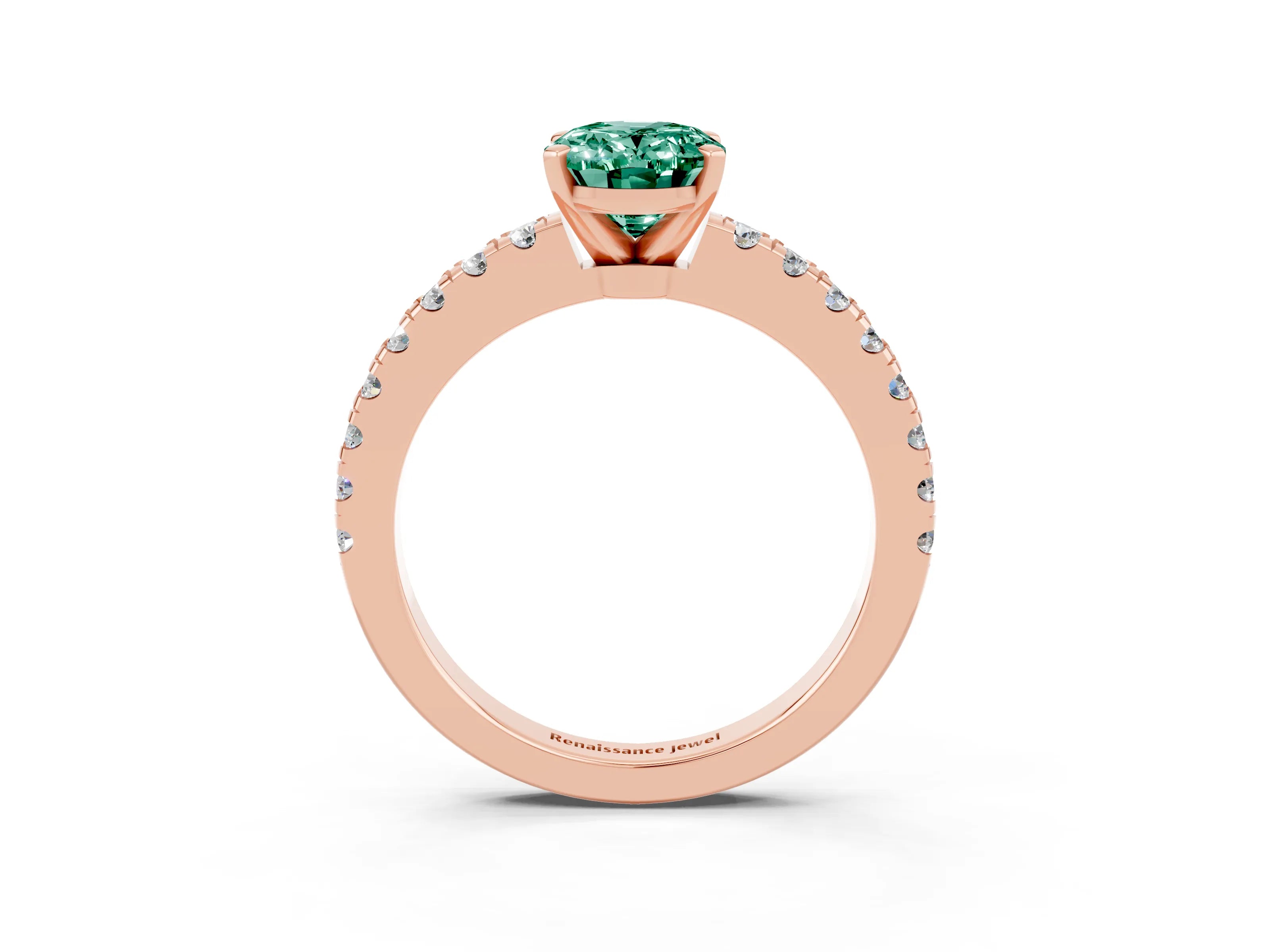 Rose gold Oval Cut Solitaire Diamond with Pavé Band and Four-Prong Setting_3