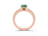 Rose gold Oval Cut Solitaire Diamond with Pavé Band and Four-Prong Setting_3