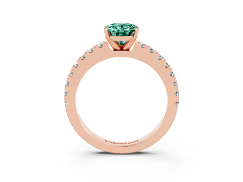 Rose gold Oval Cut Solitaire Diamond with Pavé Band and Four-Prong Setting_3