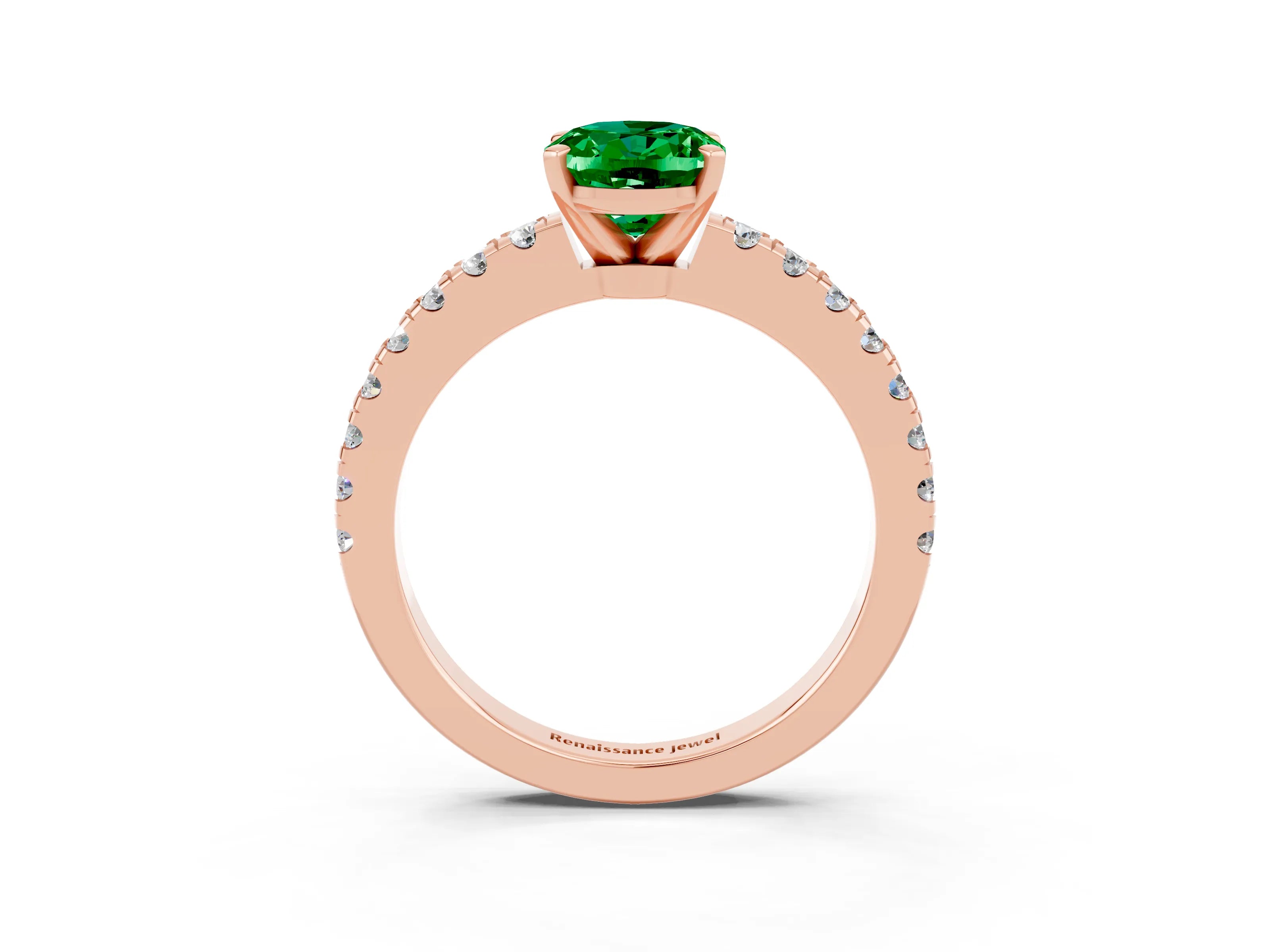 Rose gold Oval Cut Solitaire Diamond with Pavé Band and Four-Prong Setting_3