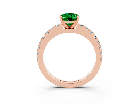 Rose gold Oval Cut Solitaire Diamond with Pavé Band and Four-Prong Setting_3