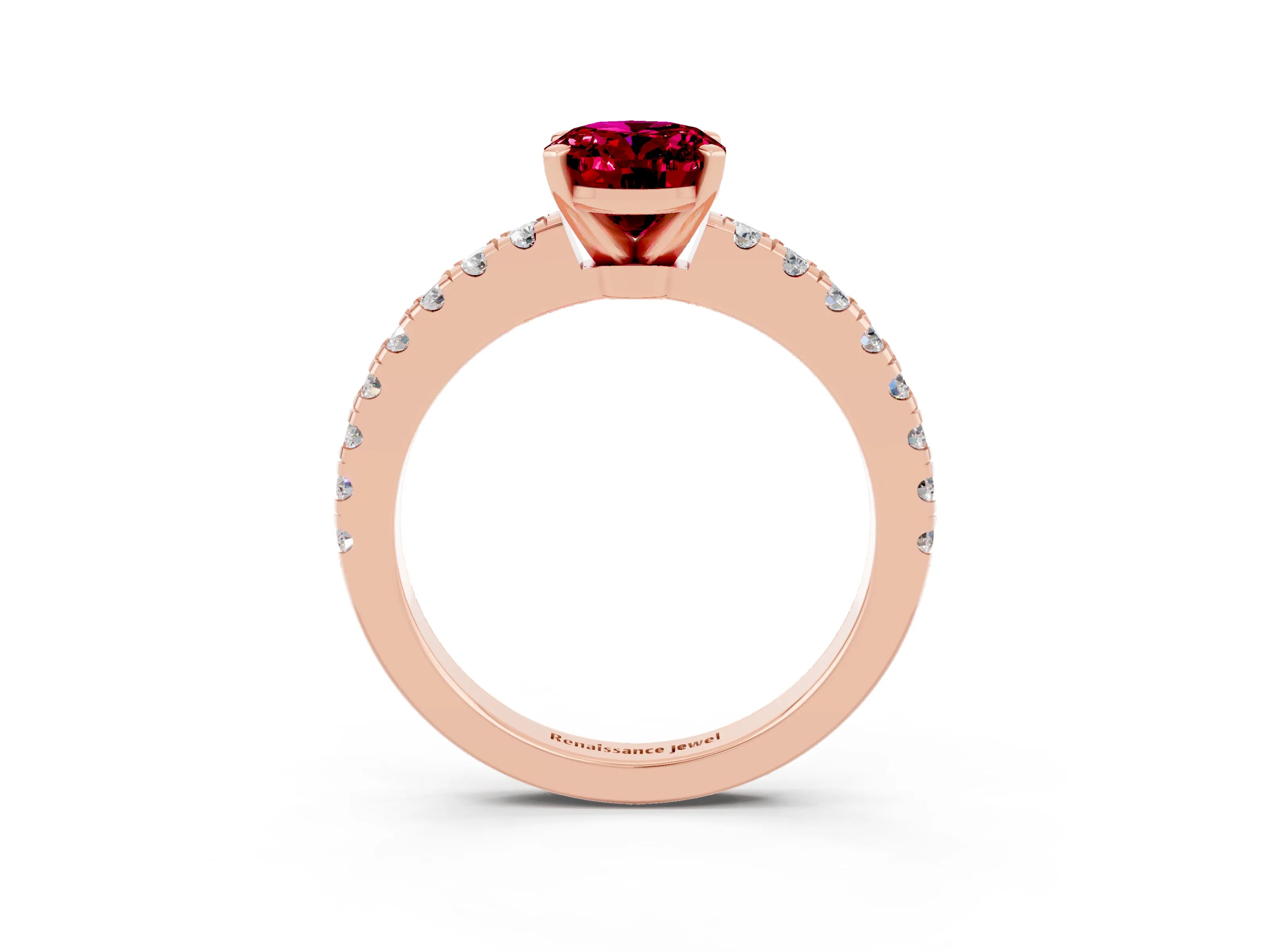 Rose gold Oval Cut Solitaire Diamond with Pavé Band and Four-Prong Setting_3