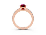 Rose gold Oval Cut Solitaire Diamond with Pavé Band and Four-Prong Setting_3
