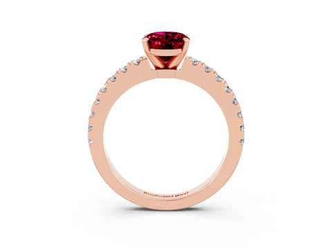 Rose gold Oval Cut Solitaire Diamond with Pavé Band and Four-Prong Setting_3