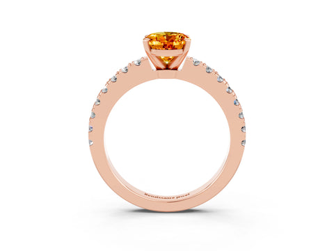 Rose gold Oval Cut Solitaire Diamond with Pavé Band and Four-Prong Setting_3