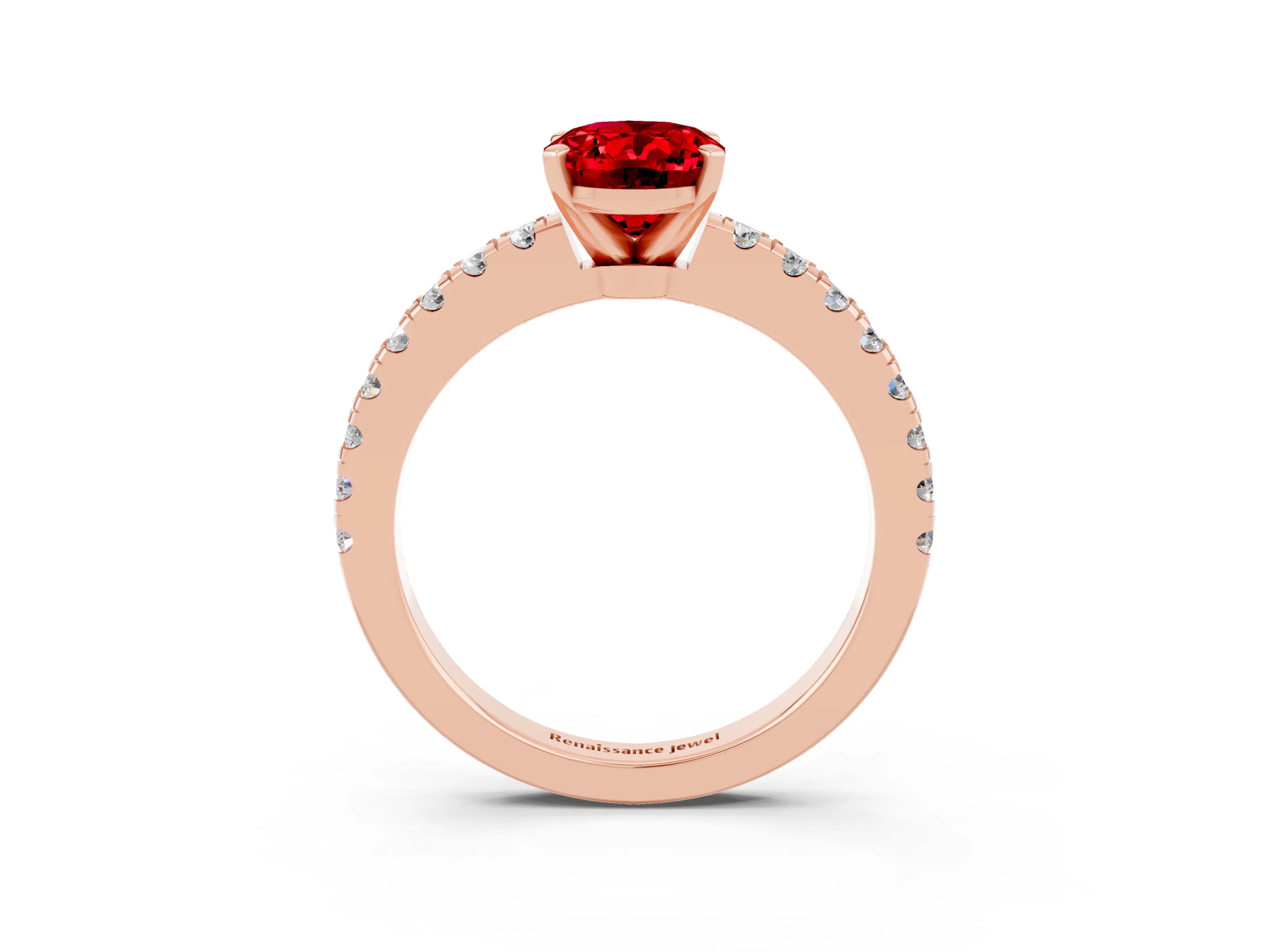 Rose gold Oval Cut Solitaire Diamond with Pavé Band and Four-Prong Setting_3